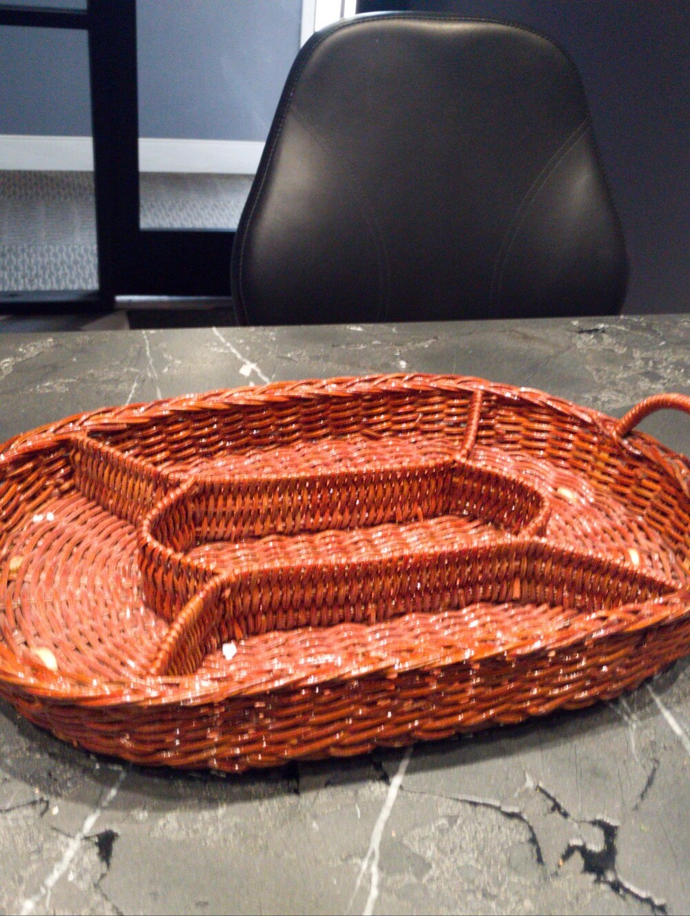 Woven Rattan Serving Basket - Brown